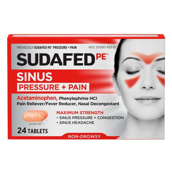 Sudafed Sudafed Non-Drowsy Pressure & Pain Acetaminophen 24 Caplets, PK72 5354724